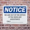 Signmission We Are Out Of The Office If You Need Any, 10 in W x Rectangle, Plastic OS-2PACK-NS-P-710-L-18991 - alternate 6